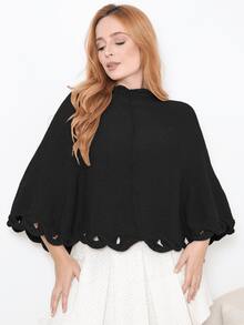 Women's Poncho Coat Knit Cape Elegant Blouse Winter Cold Warm Marrie Knit - 油 - 查看 5