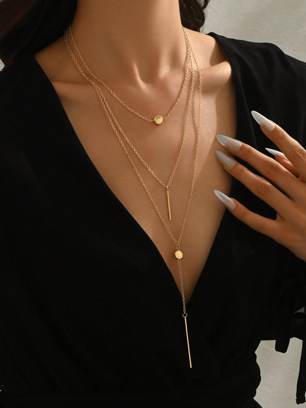 1pc Minimalist Layered Round Chain Necklace, Stylish For Women To Wear Casually, For Gathering And Party