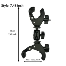 Dual Support Clamp Bracket, Selfie Stick Monopod Stand, Handle Holder, Suitable For Mounting Action Camera, Photography Equipment, 360° Rotatable & Adjustable, Black ABS Material