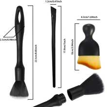 5pcs Auto Detailing Brush Set - Ultra-Soft Bristle Car Interior Cleaning Tools, Dust Removal Brushes For Vehicle Detailing And Maintenance, Plastic Material