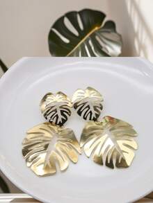 1 对复古龟背竹棕榈绿叶吊坠耳钉热带叶春夏季耳环适合女士女孩优雅休闲时尚现代度假珠宝礼物