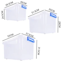 Lislark 1/2PC  6.5-26L Large Plastic Storage Boxes With Lids Wheel Handle Transparent Clear Large Home Office Toy Box Stackable Container Boxes, Small/Large Capacity, Mult-Isize - Transparent 35L - View 3