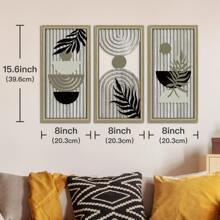 3pcs Medieval Style Modern Hollow Wall Art Bohemian Abstract Geometric Wooden Wall Decor For Bedroom, Living Room, Porch