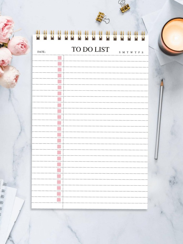 Trees 1pc Undated To Do List Notepad Daily Planner Organizer Spiral Tasks Checklist Agenda To Boost Productivity, 8.5"*5.5", 100gsm Paper