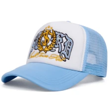 1顶男女通用时尚麦穗字母刺绣卡车帽，可调节户外防晒棒球帽，适合春秋季旅行、海滩派对 - 麥穗 - 查看 3