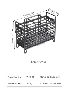 1pc 2/3 Grid Stainless Steel Chopstick Holder, Cutlery Drain Rack, Durable Cutlery Storage Rack, Home Storage Organizer For Home, Dormitory With Drain Tray, Kitchen Accessories - Multicolor - View 13