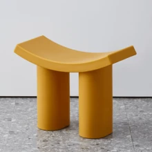 Plastic Dressing Stool With Elephant Legs: Ideal For Entryway Shoe Changing & Small End Table - Space-Saving - Yellow - View 3