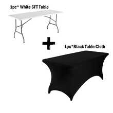 Folding Working Table, 4FT/6FT Event Plastic Table, Portable Table With Carry Handle For Picnic, Party, Work, Event, Wedding - 白色 - 查看 4