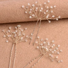 3 Stück/Set Kristall U-förmige Haarspangen Kopfschmuck für Damen, geeignet für Braut, Hochzeit, Party