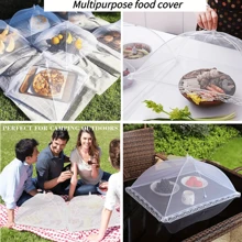 Haltbare große Pop-up Weiße Mesh Lebensmittel-Abdeckung Zelt - zusammenfaltbar und waschbar, ideal für Outdoor und Küche, Picknick, Grillen und Partys, Frühstück und Buffet Speisen-Präsentation | Transparentes Mesh-Design | Tragbare Lebensmittel-Abdeckung Unterstand, unerlässlich für Picknicks