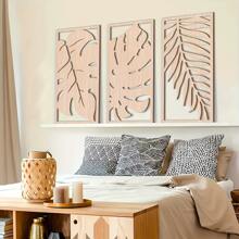 3pcs Medieval Style Modern Hollow Wall Art Bohemian Abstract Geometric Wooden Wall Decor For Bedroom, Living Room, Porch