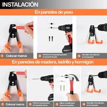 Vmingo 2 Piezas Gancho Soporte Horizontal Bicileta Arnes Acero Goma Antideslizante Pared Colgar Almacenar Garage Organizacion Habitación Taller - Tipo L - Ver 3