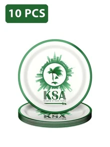 طقم أطباق وأكواب ورقية يمكن التخلص منها لاحتفالات اليوم الوطني السعودي، مناسب لحفلات الاحتفال باليوم الوطني السعودي، استقبال الضيوف، ديكور الحفلات، اكسسوارات الحفلات، هدايا تذكارية، باللون الأخضر لليوم الوطني السعودي