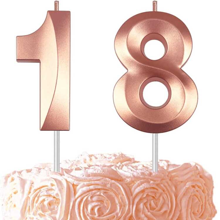 1PC Birthday Party Cake Decoration Candles, Gold-Plated Digital Rose Gold Exquisite Birthday Digital Candles, Wedding And Birthday Supplies, Home And Party Decorations - Rose Gold - View 1