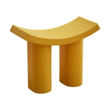 Plastic Dressing Stool With Elephant Legs: Ideal For Entryway Shoe Changing & Small End Table - Space-Saving - Yellow - View 2