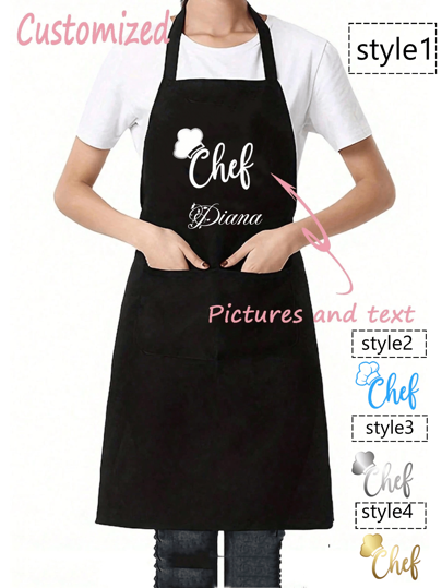 1pc Custom Apron With Text And Personalized Photo, Funny Cooking Kitchen Apron, Logo, Text, Chef Ideal Gift For Valentine'S Day, Father'S Mother'S Day Birthday, Anniversary, Unique Women, Chef, Mom, Dad, Husband, Girlfriend, Boyfriend, Wedding Gift