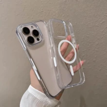 With Camera Control Button Transparent Acrylic Magsafe Case For IPhone 16 Pro Max 16 Plus Clear PC Wireless Charging Cover - 無色 - 查看 2