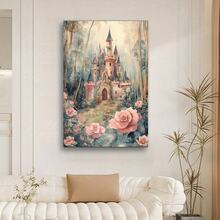 1 Pc Canvas Painting, Fairy Tale Queen's Castle Room , Wooden Framed Art,High Quality ,Thickness 2. 25cm/1inch Wall Art Prints Poster Direct Hanging Decor For Home Gifts,Living Room, Bathroom, Bedroom, Kitchen,Bar,Office,Halloween, Christmas And Valentine's Day Gifts,2D Plane - 彩色 - 查看 4
