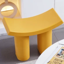 Plastic Dressing Stool With Elephant Legs: Ideal For Entryway Shoe Changing & Small End Table - Space-Saving - Yellow - View 8