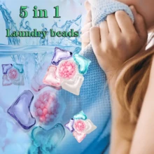 Five-In-One Laundry Beads 20pcs Five-In-One Laundry Liquid Antibacterial And Mite Removal Fragrance Beads Strong Stain Remover Family Softening Laundry Liquid Concentrated Household Clothes Fragrance Laundry Ball Laundry Beads - Multicolor - View 4