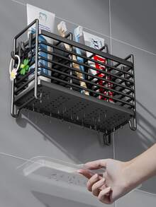 1pc 2/3 Grid Stainless Steel Chopstick Holder, Cutlery Drain Rack, Durable Cutlery Storage Rack, Home Storage Organizer For Home, Dormitory With Drain Tray, Kitchen Accessories - Multicolor - View 11