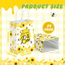 24 Pcs Honey Bee Gift Bags Summer Bee Paper Gift Bags With Handle Bee Themed Party Favor Bags Bee Candy Goodie Bag For Birthday Party Supplies - Multicolor - View 1