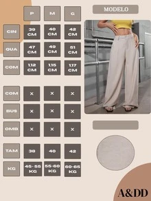 ADD MODA FEMININA EIRELI- AS1322 Wide Leg Pants, Bell Bottom, High Waist, Button Closure, High Waist, Elegant Romantic Fabric, Formal, National Shipping, New Collection 2024 - 米色 - 查看 7