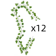 12pcs Fake Vines Fake Ivy Leaves Artificial Ivy Garland Greenery Hanging Plants Green Vines For Home Decor,Room Decor,Garden Decor,Wall Decor,Indoor Outdoor Decor, Bedroom Decor,Wedding Decoration,Table Decoration,Christmas Decorations,Party Decorations,Halloween Decoration,Birthday Decoration,Autumn Decor
