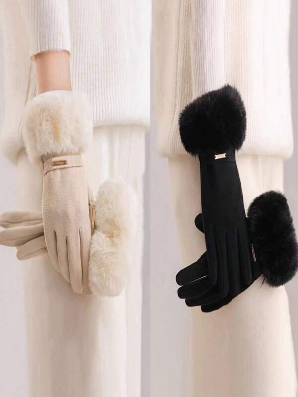 2 Pairs Women's Touchscreen Gloves, Waterproof With Soft Warm Wool Lining, Outdoor Winter Gloves