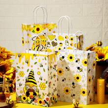 24 Pcs Honey Bee Gift Bags Summer Bee Paper Gift Bags With Handle Bee Themed Party Favor Bags Bee Candy Goodie Bag For Birthday Party Supplies - Multicolor - View 4