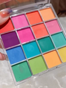 1盒16色渐变眼影盘，极光镜面美甲闪粉，适用于化妆、美甲DIY和美甲沙龙