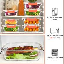 10/2pcs Set High Borosilicate Glass Food Storage & Meal Prep Containers Set With Airtight Lids - Microwave, Dishwasher, Oven & Freezer - Màu Cam cháy - Xem 6