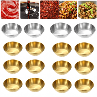 6pcs/Set 304 Stainless Steel Round Small Sauce Dishes, Golden Color Condiment Dishes For Home And Restaurant Kitchen, Japanese Dipping Dishes