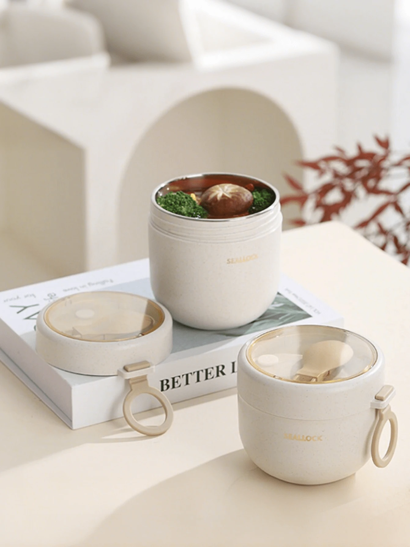 niceforyou 800ml/600ml 保溫湯杯，雙層不鏽鋼 + PP 材質，附叉子食物容器，可微波，防漏，保溫 4 小時以上，適用於燕麥粥、咖啡，適合辦公室、學校、健身房、露營、旅行，理想的畢業與生日禮物