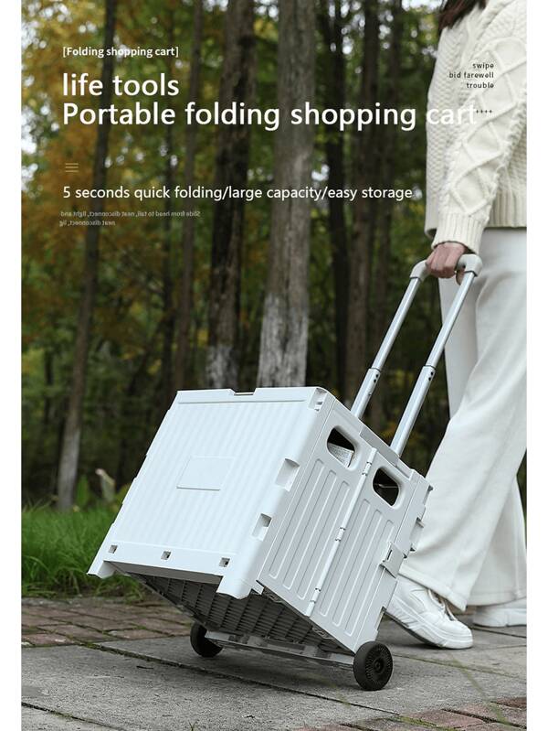 Portable Foldable Shopping Cart, Small Hand Wagon For Outdoor Camping, Picnic, Shopping, Delivery, Lightweight Home Use Pull Cart