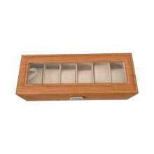 1pc Faux Wood Grain 6-Slot Watch Box, Transparent Window Jewelry Storage Box, Watch & Bracelet Organizer, PU Leather Jewelry Box, Dust-Proof Anti-Oxidation Watch Display Box - Multicolor - View 10