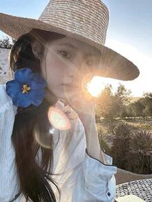 1/3 Stück Frauen Blau, Orange und Weiß Batik Kunstblumen Haarclips, 9cm Durchmesser, modisch vielseitig, elegant, einfacher minimalistischer Stil einfarbige Seitenklemmen, geeignet für täglichen Ausgang, Lässig Party, Pendeln, Urlaub zum Haare binden, flechten, Pferdeschwanz, Dutt, Gesicht waschen und Make-up, passend zu Kleidung, Haaraccessoire, Sommermode, Reise, Haarklammern, Haarspangen