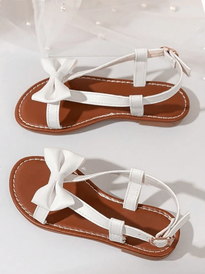 1 Pair Children's Summer Sandals, Bowknot Decor, Fashion Casual, Suitable For Travel, Beach, Girls' Daily Wear