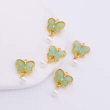 10pcs Jade-Like Glass Butterfly Beads DIY Jewelry Accessories, Suitable For Bracelet, Earrings, Pendant Handmade Crafts