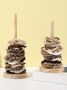 1个发圈收纳盒，发饰整理盒，发圈架，发圈收纳架，立式头发展示整理架，发圈整理架 - 實木色 - 查看 9