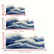LAKEA Blue And White Ocean Wave Shape Tufted Carpet Plush Fluffy Soft  For Living Room Bedroom Room Carpet Room Direction (31.50X19.69 Inch) - 藍白色 - 查看 2
