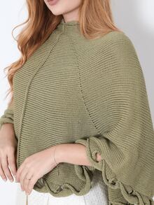 Women's Poncho Coat Knit Cape Elegant Blouse Winter Cold Warm Marrie Knit - màu xanh lá - Xem 3