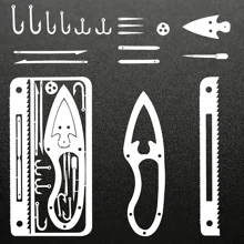 PSKOOK 1 pieza Herramienta multifuncional de supervivencia al aire libre de acero inoxidable, modelo de equipo de pesca y anzuelo (para camping) - plateado