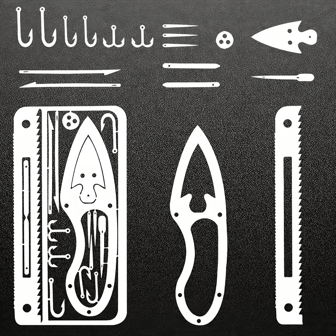 PSKOOK 1 pieza Herramienta multifuncional de supervivencia al aire libre de acero inoxidable, modelo de equipo de pesca y anzuelo (para camping) - plateado