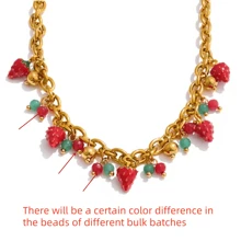 VKHK 1 Stück elegante 18K vergoldete Edelstahl Erdbeere Perlen Anhänger Kette, geeignet für den täglichen Gebrauch von Frauen und als Geschenk