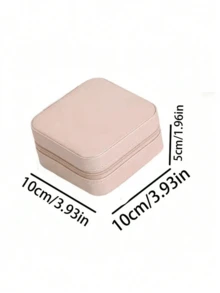 1 便携式旅行珠宝收纳盒，夏季便携式迷你旅行盒带镜子，小型旅行防水珠宝盒，PU防水珠宝收纳盒，便携式珠宝展示盒，大容量珠宝展示盒，迷你双层戒指盒收纳盒女士收纳整理器旅行必需品返校宿舍收纳