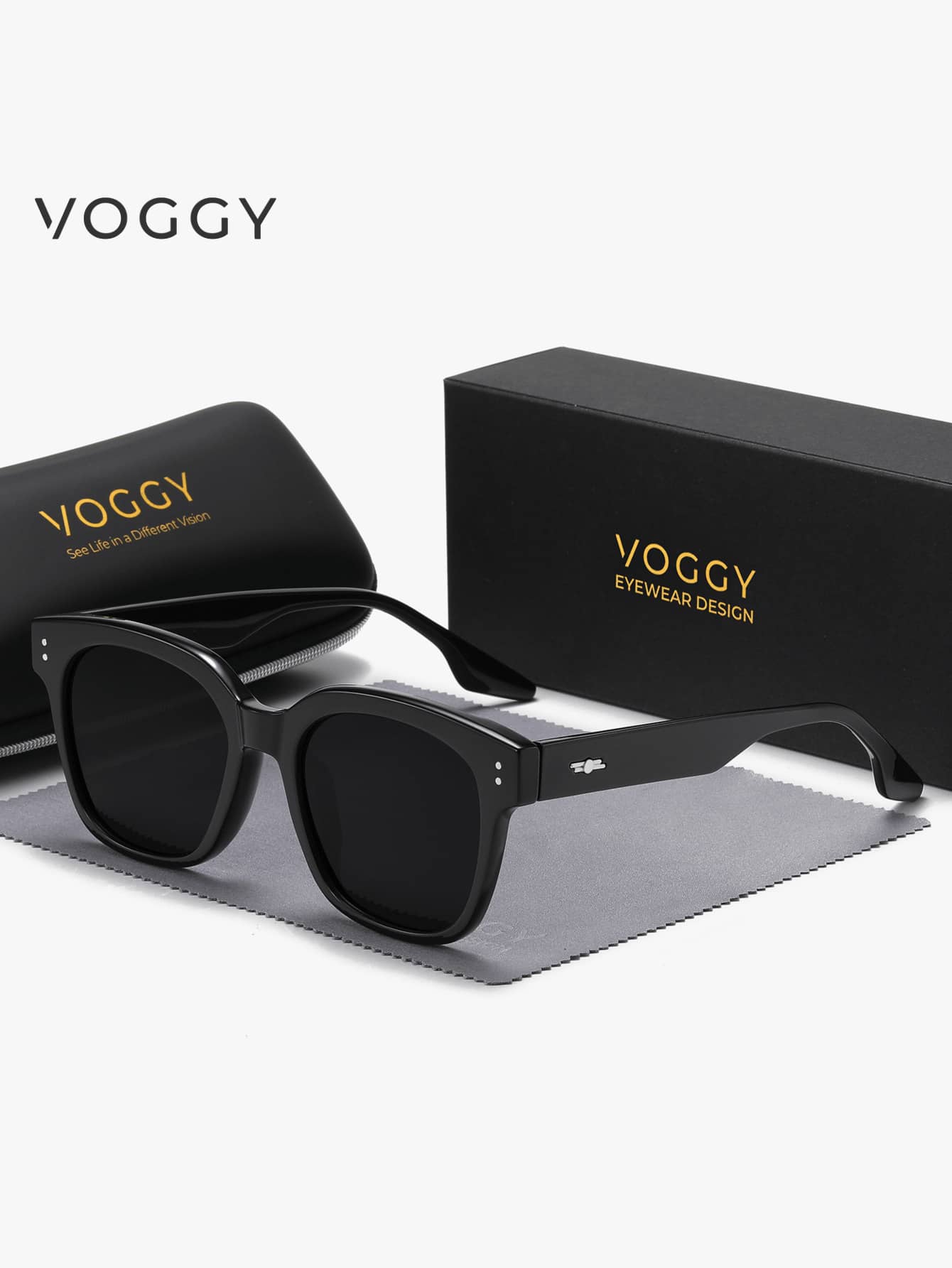 VOGGY 时尚极简复古超大 TR90 偏光 UV400 太阳镜，男女通用运动驾驶户外钓鱼旅行派对装饰道具礼品