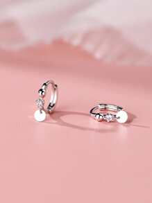 1 pereche cercei rotunzi cu inimă de curcubeu pentru femei, argint sterlin S925, bijuterii fine pentru femei, cadou