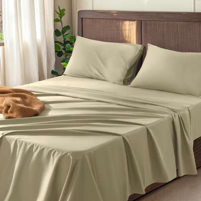 SERAPHINEX Juego De Sábanas De Microfibra Sólida De 3/4 Piezas, Adecuado Para Diferentes Tamaños De Cama (Individual 90x200 cm, Matrimonial 135x200 cm, Queen 150x200 cm, King 180x200 cm), Incluye Sábana Encimera, Sábana Ajustable Y 1/2 Fundas De Almohada, Suave, Transpirable, Resistente Y Fácil De Cuidar Para Todas Las Estaciones.