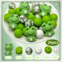 26 件 3D 可爱小青蛙硅胶珠套装 - 适用于钥匙扣、笔珠、钥匙扣套件和其他创意珠宝配件